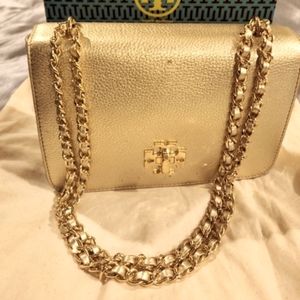 Gorgeous Light gold  Tory Burch evening bag .